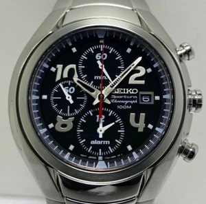 SEIKO,SPORTURA,SAPPHIRE,CHRONO,ALARM,BLACK DIAL,WR100M,NEWOLDSTOCK,FREE SHIPPING - Picture 1 of 12