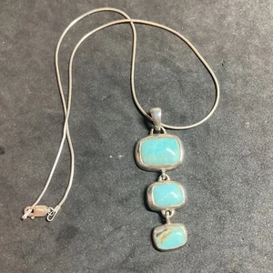 Barse Turquoise And Sterling Silver Pendant 2” Necklace 15” B140 - Picture 1 of 8