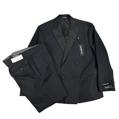 Traje Karl Lagerfeld Para Hombres Aster 2 Piezas Esmoquin Ajuste Moderno Negro Azul 44S 37W Foto 1 de 4