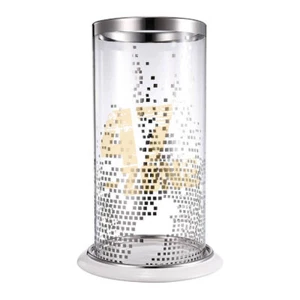 Merida Antiqued Round Candle Holder Silver White Indoor Tabletop Home Decor - Picture 1 of 2