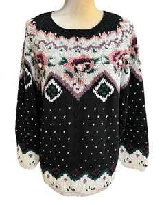 Vintage Hand Knit Floral Sweater Cottagecore Granny Women’s Size M *Spots READ - Picture 1 of 8