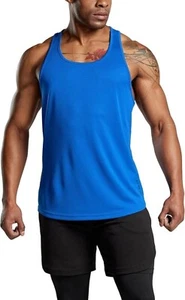 ATHLIO Dry Fit Logo Muscle Workout Mesh Tank Top Men's L Gym Exercise Royal NWT! - Picture 1 of 20