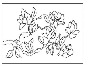 Rug Hooking Pattern " MAGNOLIAS " on natural linen - Picture 1 of 1