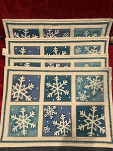 Snowflake Cloth Placemats, Blue And White (4) - Picture 1 of 1