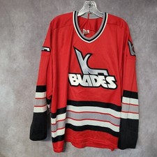 Rare Vintage Bauer IHL Kansas City KC Blades Red Hockey Jersey Mens L