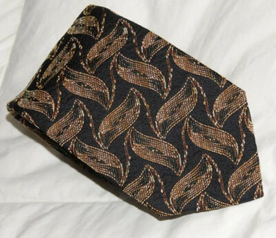 ICEBERG AUTH grueso texturizado marrón sobre seda negra 58 X 3 3/4" Foto 1 de 2