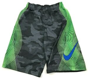 Nike Board Shorts Youth Size Medium M Gray Camo Lime Green Swimsuit Shorts Boys