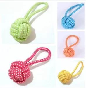 5× PC SET Dog Puppy Pet Rope Knot Ball Toy With Handle US SELLER - Picture 1 of 3