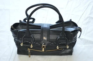 Burberry Black Leather Large Magnetic Manor Beaton Handbag Womens Holdall Bag - Picture 1 of 12
