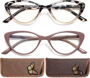 Cat Eye Reading Glasses for Women 2 Pair Blue Light Blocking Readers (2.5x) - Picture 1 of 4