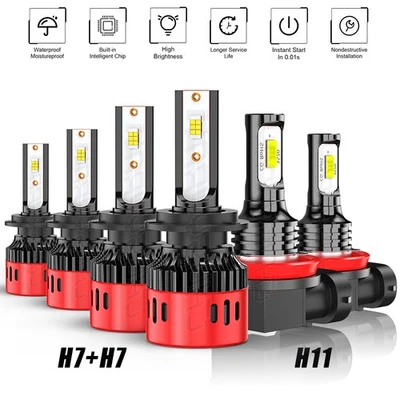 Para Para Smart Fortwo 2008 2009-2015 Faros LED + Kit de bombillas antiniebla Foto 1 de 4