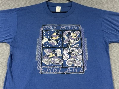 Camisa Mickey Mouse Upper Heyford Inglaterra puntada única talla única azul vintage Foto 1 de 4