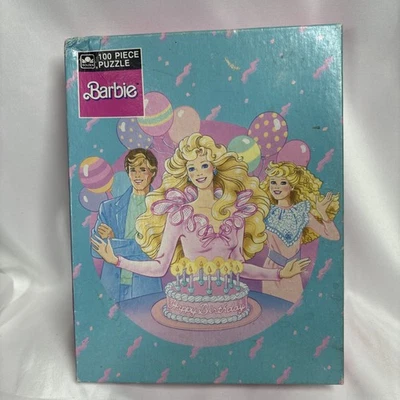 Vtg Complete 1989 Golden 100 Pc Happy Birthday Barbie Puzzle Ken & Skipper NEW - Image 1 of 4
