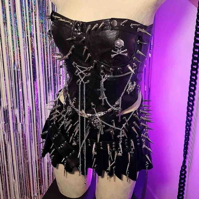 Harajuku Emo Y2K Soporte Camisola TOPS E-Girls Gótico Punk Rock Grunge Foto 1 de 4