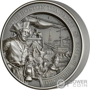 BOSTON TEA PARTY 2 Oz Silver Coin 2 Pounds Saint Helena 2023 - Picture 1 of 3