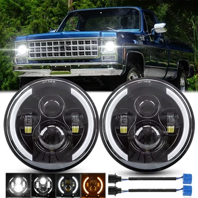 Faro LED redondo de 7 pulgadas HI/LO haz sellado apto para camioneta Chevy K10 El Camino Foto 1 de 4