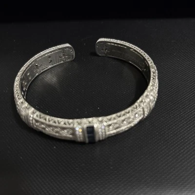 Brazalete Judith Ripka Estate Pia plata esterlina zafiro azul y diamante Foto 1 de 3