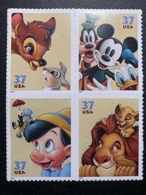2004 SC# 3865-3868 Mint Block 37c The Art of Disney: Friendship-Mickey & Friends - Image 1 of 2