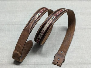 Cinturón hebilla vintage TONY LAMA cuero nativo americano 44 punta de aguja occidental - Imagen 1 de 13