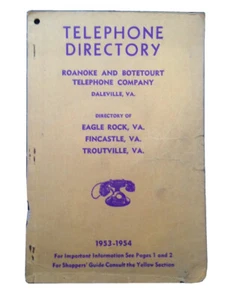 1954 EAGLE ROCK, VA, FINCASTLE TROUTVILLE TELEPHONE DIRECTORY, PHONE BOOK - Picture 1 of 3