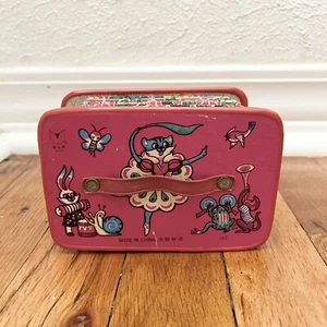 Vtg Toy Cardboard Accordion Floral Pink Lu Shan China Whimsical Frog Cat Rabbit - Picture 1 of 9