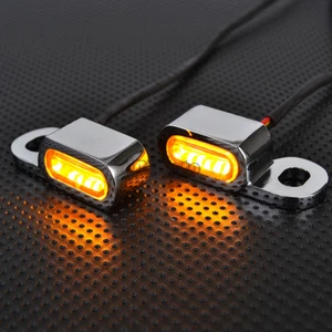 Motorcycle LED Mini Turn Signal Light Amber Handlebar Indicator For Harley Dyna - Picture 1 of 12