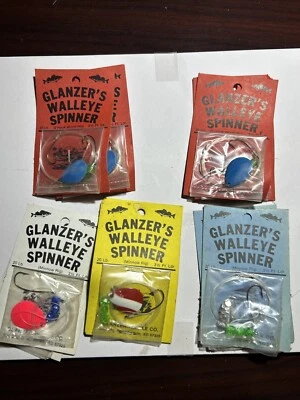 LOT of (10) GLANZER’s Walleye Spinner Worm Rigs NOS RARE crawler minnow leach - Image 1 of 2