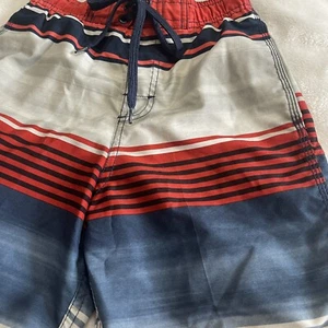Kanu Surf kids swim shorts Faded Stripe Color In Red Blue Grey Size 7 Flaw - Picture 1 of 13