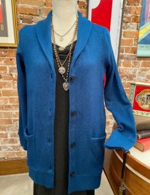 Cárdigan Suéter Cuddl Duds Azul Pavo Real Acogedor Cuello Chal Cardi Nuevo Salón Foto 1 de 4