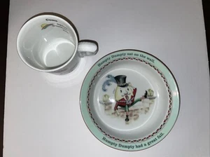 Royal Worcester England China Child Mug & bowl set Humpty Dumpty Rain rain go aw - Picture 1 of 7