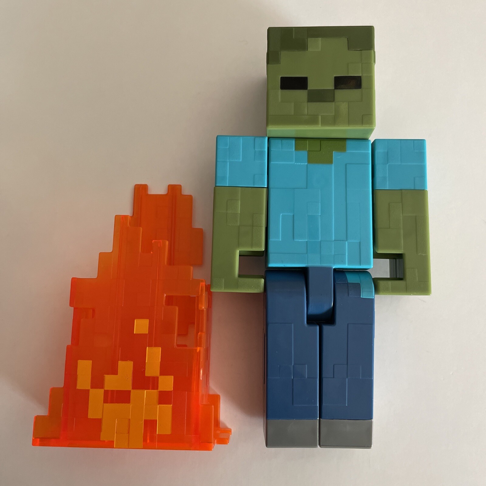 Minecraft Zombie In Flame Fire Survival Mode Figure 5 5 With Flames Ebay