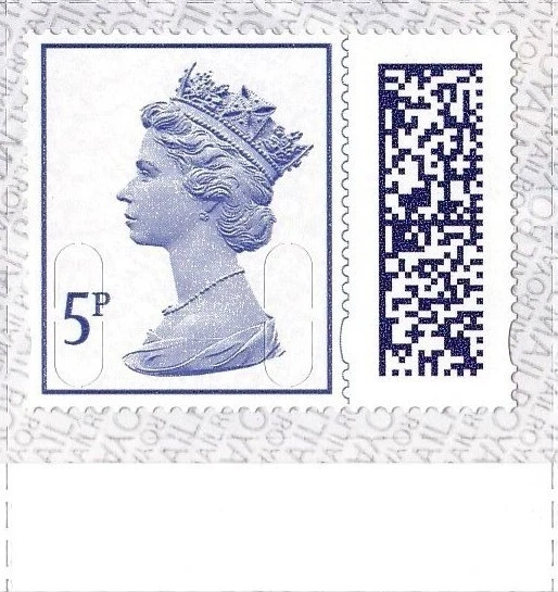 QE2 - 2022  MNH 5p  with  Overlay  M22L & MAIL  and border - Image 1 of 1