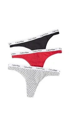 Paquete de 3 tangas de ropa interior para mujer Calvin Klein 241438 negro/rojo/gris talla X-grande Foto 1 de 2