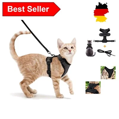 Rabbitgoo Katzengeschirr Mit Leine Schwarz Softgeschirr Für Katze Brustgeschirr - Bild 1 von 4