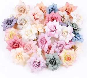 60 Stück Kunstblumen Basteln Blumen,Künstliche Rosen Blumenköpfe,Bunt Kunstblume - Bild 1 von 5