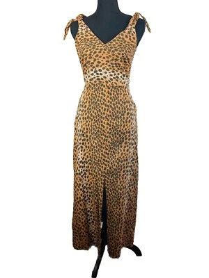 ASOS Tie Back Linen Maxi Dress Women's Size 2  in Leopard Print - Image 1 of 4