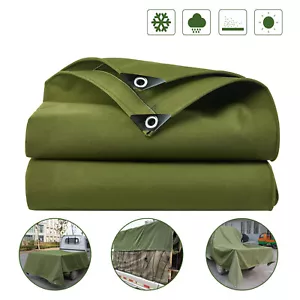 Heavy Duty Waterproof Canvas Tarp 16 Oz Cotton Canvas Tarpaulin Cover Tent - Picture 1 of 24