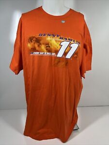 NWOT Chase Authentics NASCAR Denny Hamlin Orange Short Sleeve Shirt Mens SZ 2XL