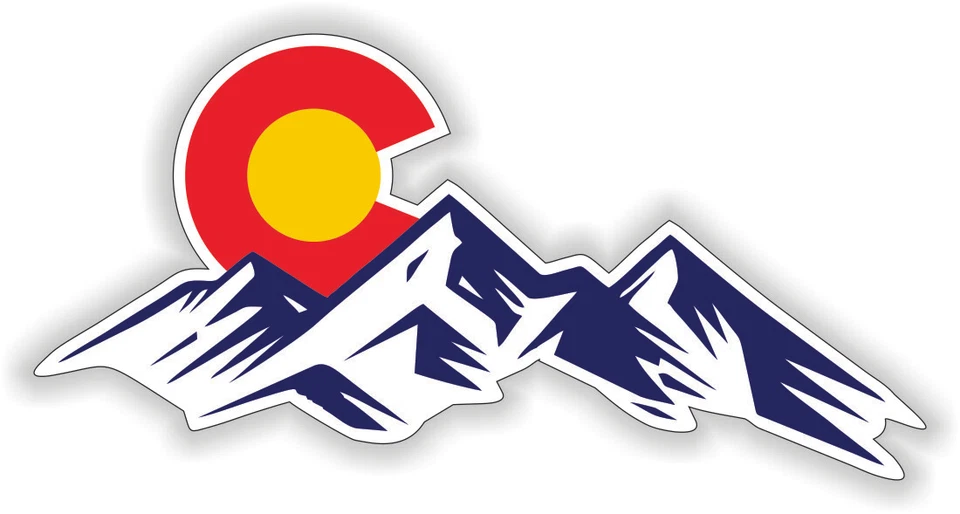 3inch Colorado Mountain Sun Hard Hat Sticker | Welding Helmet Decal Mountains CO