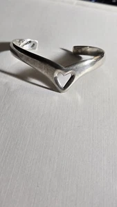 Vintage Taxco TE-26 Mexiko Sterlingsilber Armreif Armband mit Herz Mitte - Bild 1 von 9