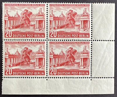 Germany Berlin 1954 Sc# 9N103 Corner Block of 4 MNH Four Power Allied Conference - Image 1 of 2