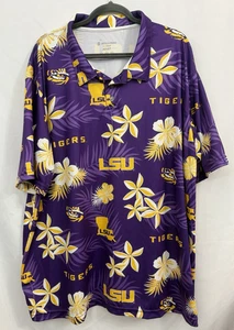 LSU Tigers Holloway Golf Polo Shirt Hawaiian Print Stretch Mens Size 3XL - Picture 1 of 7