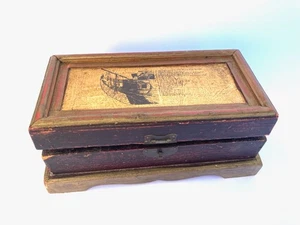 Embellished Antique Folk Art Jewelry Box boat mast, ship - Picture 1 of 6