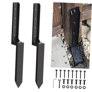 2 Pack Fence Post Repair Kit - 31.6" H Heavy Duty Fence Post 2 Pack/Black - Picture 1 of 8