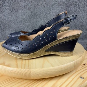 Patrizia Spring Step Sandalen Lotis Fersenriemen Keilabsatz offene Zehenpartie Damen 8,5 Leder - Bild 1 von 9