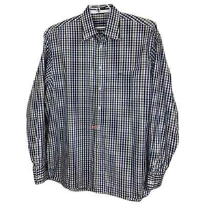 Paul & Shark Yachting Club Men's Size 46 Gingham Plaid Blue Tan L/S Button Down - Picture 1 of 10