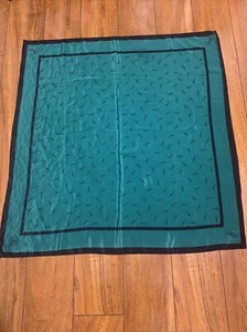 yves saint laurent YSL vintage scarf 29 in x 29 in vintage green logo silk ? - Picture 1 of 10