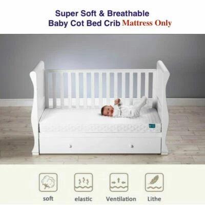 BUY ALL HERE BABY COT BED CRIB MATTRESS - SUPER SOFT BREATHABLE WATERPROOF 120 x 60 x 7.5 CM