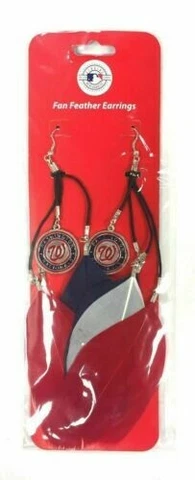 Washington Nationals MLB Dangle Fan Feather Earrings Team Colors Cover