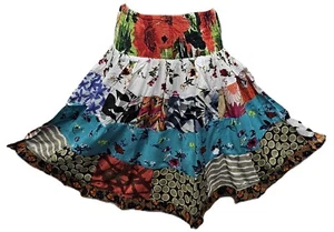 Patchwork Short Skirt Multicoloured Beach Holiday Festival One Size 8 10 12 14 - Picture 1 of 4
